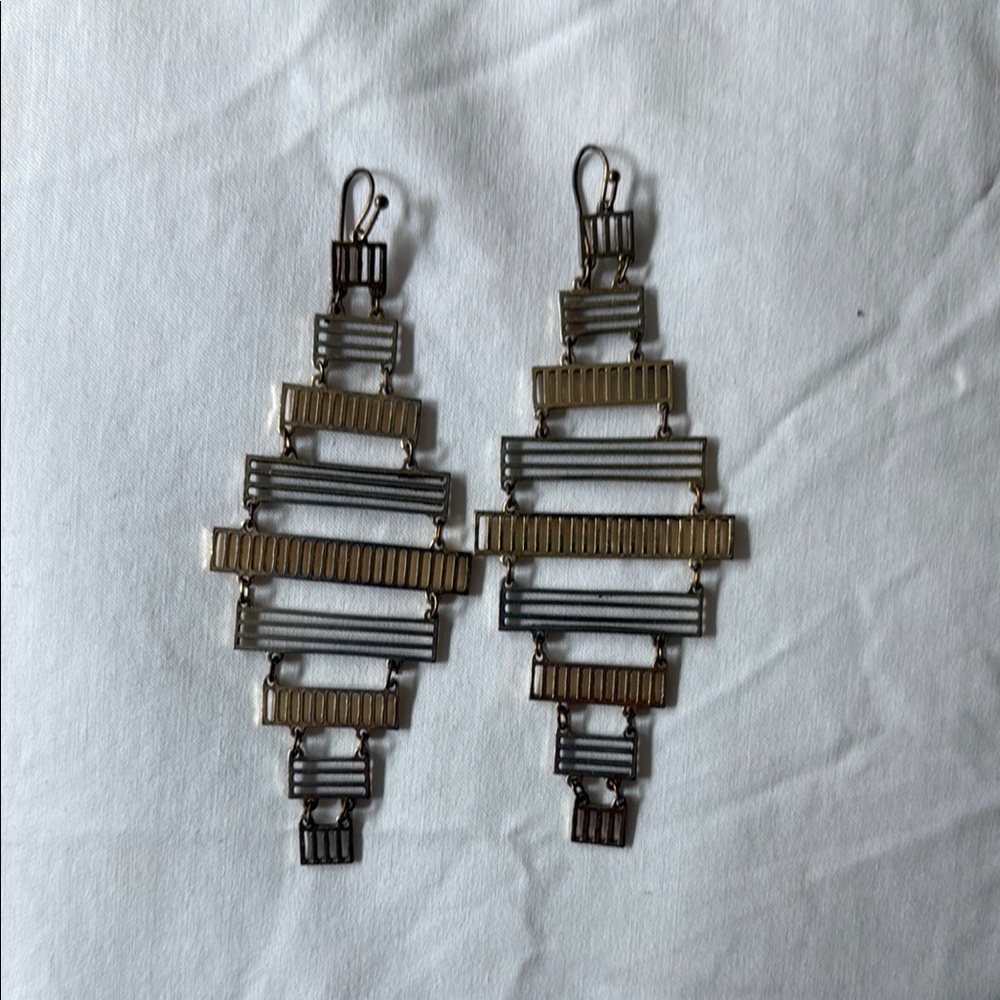 Gold and Silver Geometric Earrings